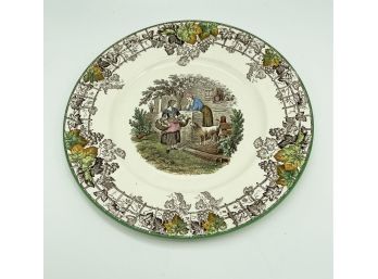 Spode's Byron Copeland England Plate With Women And Dog Scene Foliage/Grape Trim