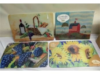 Four Brand New Glass Art Cutting Boards
