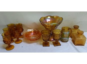 Vintage Amber & Carnival Glass