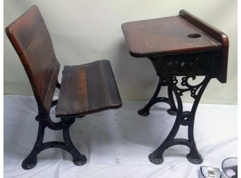 Antique Wooden School Desk And Chair *Case & Co. Hartford CT*