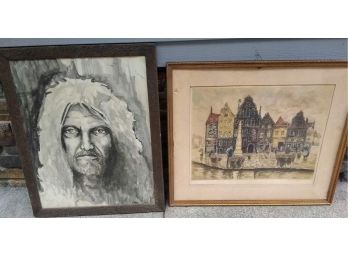 Two Signed Framed Art Pieces