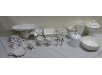 Large Grouping Of Milk Glass *Some Fenton*