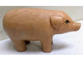 Vintage Wooden Pig Figure