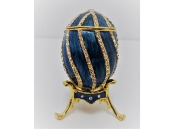 Keren Kopal Jewel Decorated Faberge Egg Plated In 24k Gold Trinket Box
