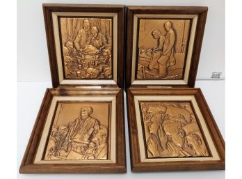 Norman Rockwell Complete Set Of 4 Solid Bronze 'Four Freedoms' Wall Plaques With COA