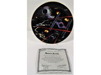 Star Wars SPACE BATTLE Decorative Plate Of TIE Fighter W/COA From Hamilton Collection 9'