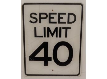 Vintage Original Retired 24x30' 40 MPH Speed Limit Metal Sign