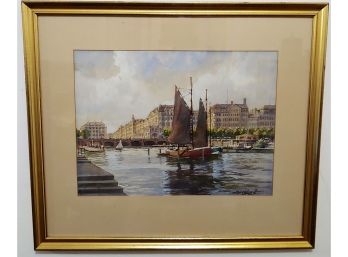 Listed Artist Gustav Burghardt (1898-1970) Hamburg Germany Original Watercolor Gouache Painting