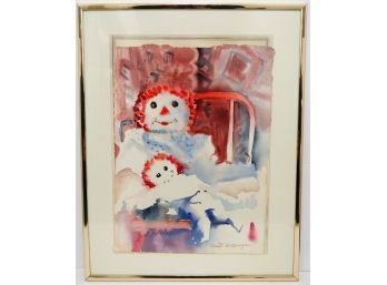 Raggedy Ann Watercolor Painting By Janet Hassinger