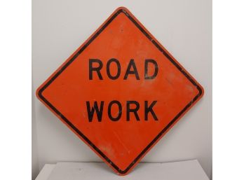 Vintage Original Retired Large 30x30'  Road Work Metal Sign