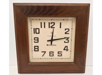Vintage Seth Thomas Model 2699-002 Electronic Strike Wooden Shadow Box Wall Clock