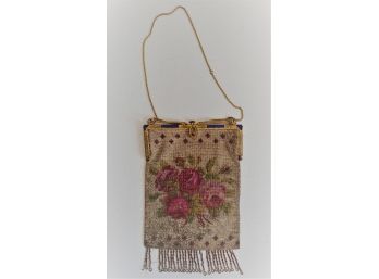 Antique Roses & Floral Micro Beaded Bag Purse