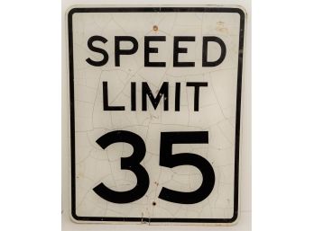 Vintage Original Retired 24x30' 35 MPH Speed Limit Metal Sign
