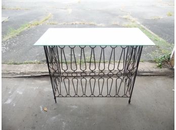 Antique Cast Iron Glass Top Table