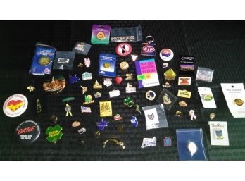 Lot Of 65 Vintage Pins & Buttons Moslty Brand New