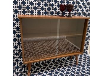 Vintage Mid-century Bookcase With Sliding Glass Doors