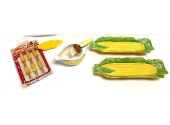 Grouping Of Vintage Corn On The Cob Items