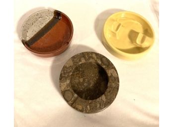 Collection Of Three Vintage Circular Ashtrays