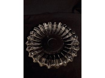 Large Blenko-style Vintage Clear Glass Ashtray