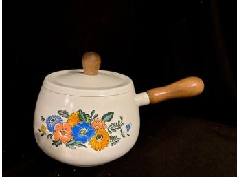 Vintage Floral Enamel Stove Pot With Lid Exclusively For M.K. Enstein