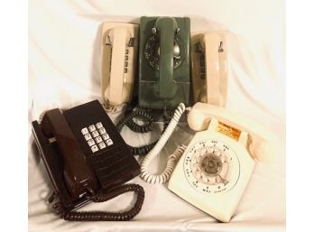 Grouping Of Five Vintage Rotary And Push Button Phones