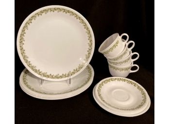 Collection Of Corelle Green Daisy Dishware - 13 Pieces