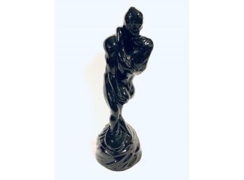 Vintage Black Glazed Lovers Embrace Statue