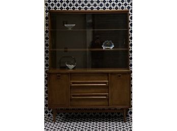 Vintage Mid-century Bassett Furniture Shaped Hutch