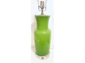 Must Have! Granny Smith Apple Green Glass Table Lamp With Clear Acrylic Finial