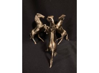 Solid Brass Prancing Ponies Figurine