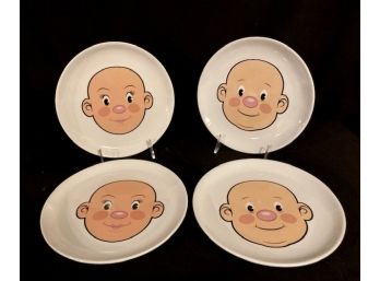 Set Of Four 'Plays With His Food' Baby Themed Plates By Jason Amendolara