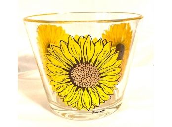 Vintage Mid-century Sunflower Ice Bucket By Pasinski - Signed