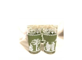 Vintage Mid-century Hellenic Green Tumblers By Jeanette Glass