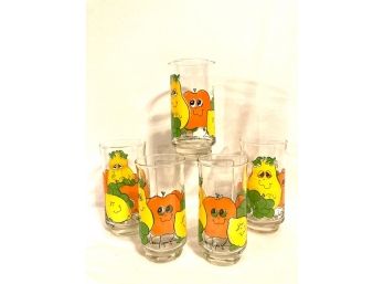 Five Collectible Vintage Signed Nancy Lynn Siley Fruits Tumblers