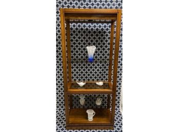 Mid-century Modern Lighted Wood And Smoked Glass Etagere - 1 Of 2