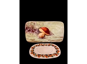 Vintage Mid-century Italian Mushroom Tray And Oval 1920's Tray