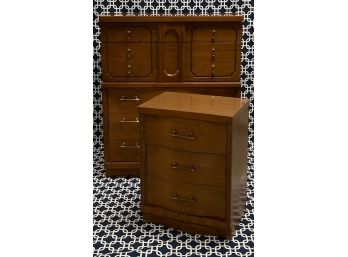 Vintage Mid-century Modern Bassett Furniture High Bay Chest With Matching Nightstand