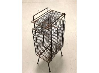 Vintage Mid-century Modern Iron Magazine Rack/ashtray Stand