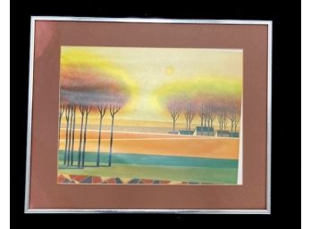 Vintage Mid-century Modern Signed/framed Original Abstract Landscape