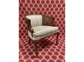 Vintage Barrel-back Cane-sided Upholstered Chair