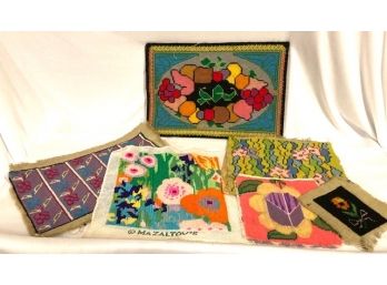 Collection Of Vintage Yarn And Wool Art Needlepoint Tapestries