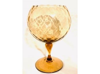 Gorgeous Vintage Mid-century Hand-blown Empoli Amber Art Glass Pedestal Compote