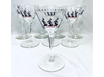 Eight Vintage Mid-century Modern Pickwick Showboat Wine Glasses By Libbey - Circa 1940