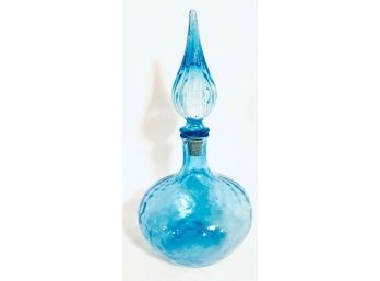 Vintage Mid-century Blenko-style Teal Genie Bottle Decanter With Stopper