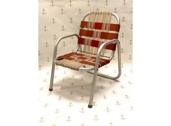 Mid-century Diminutive Woven Lawn Chair