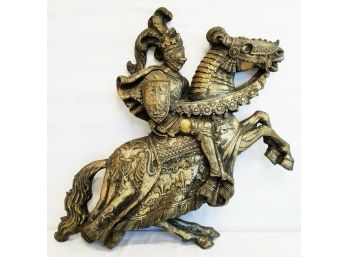 Large MCM Vintage Medieval Knight On Horse Wall Sculpture Hanging