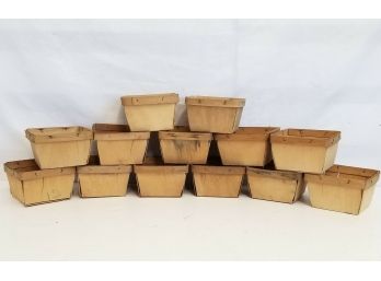 13 Vintage Wooden Seedling Baskets, Bakers Dozen