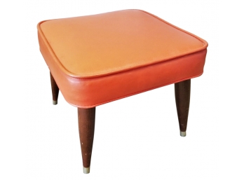 Vintage MCM Orange Footstool Ottoman, Pristine