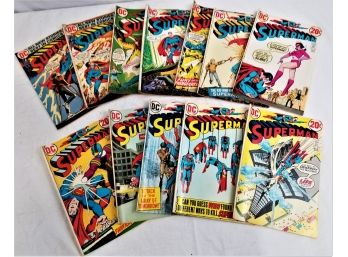 Twelve 20 Cent DC Comics Superman Comic Books: #255, 256, 257, 258, 259, 261, 262, 263, 264, 265, 269