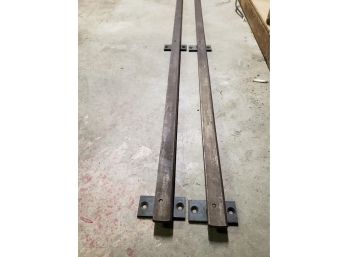 2 Antique Elevator 6' Foot Door Rail / Barn Door Moline